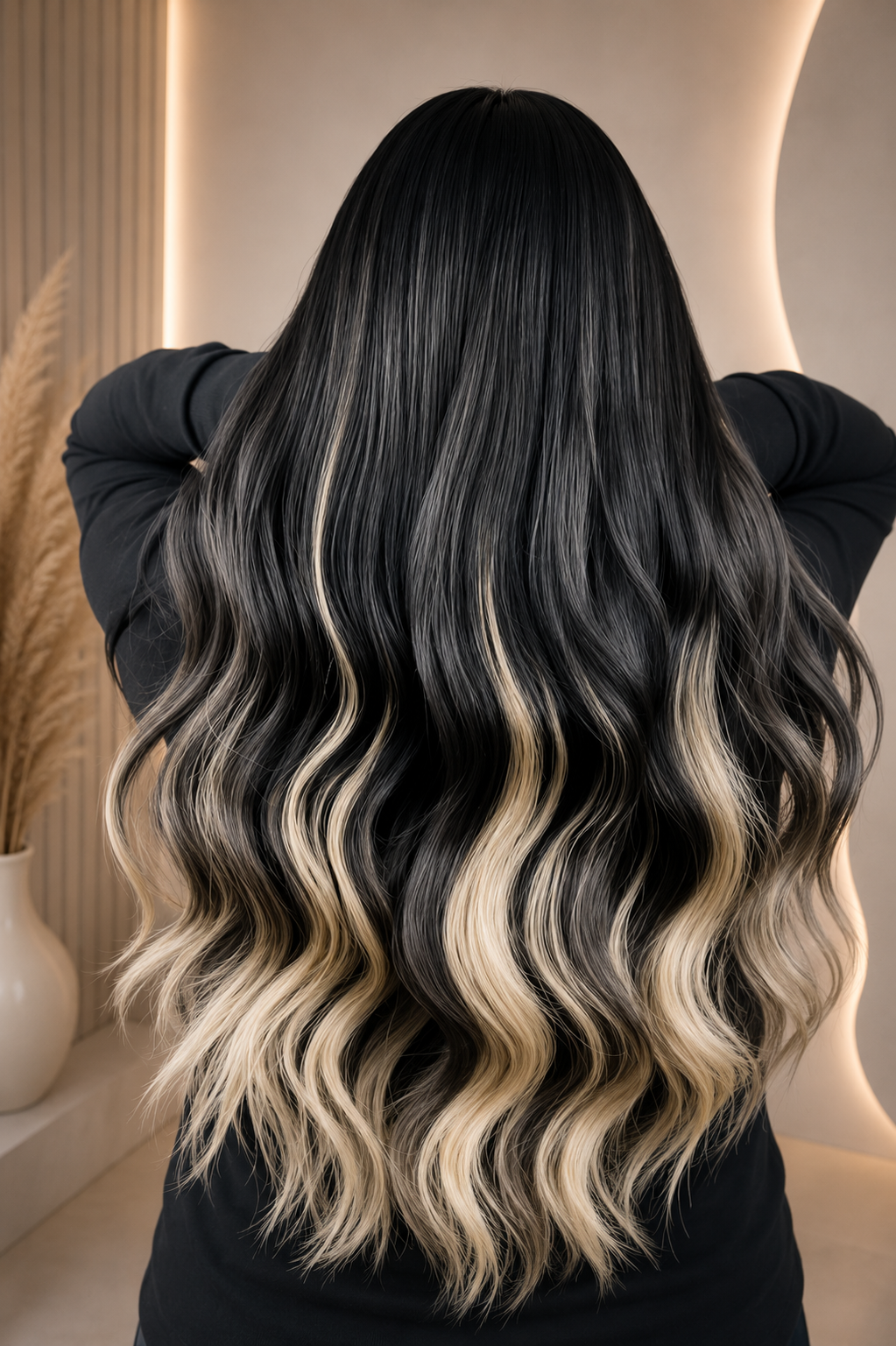 Rizos con mechas rubias